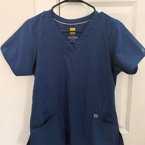 Women's Blue V-Neck Scrub Top